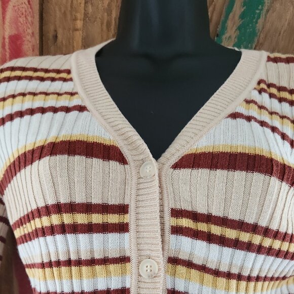 NWOT Naadam Striped Silk & Cashmere ribbed Cardigan Sz S - Picture 5 of 12